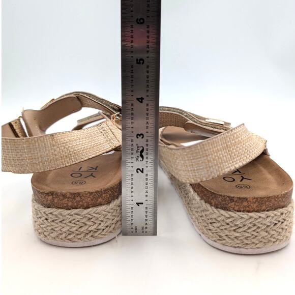 Yoki Chiara 20 Platform Espadrille Double Strap Sandals Raffia Size US8.5 EU39 - Picture 4 of 9
